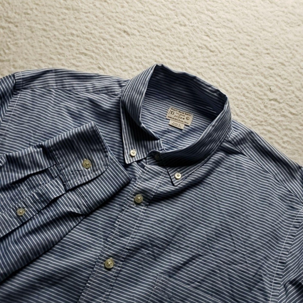 J.Crew Shirt Mens Large Blue Stripe Long Sleeve Button-Down Cotton Casual